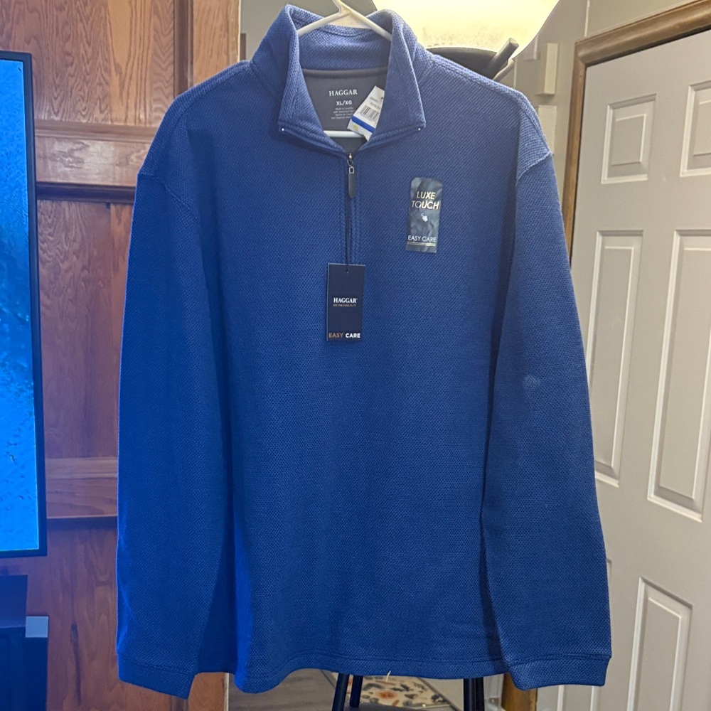 Haggar Men's Zip-Up Sweater in Blue